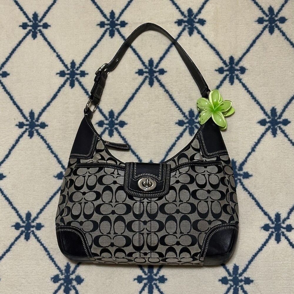 Coach Y2K Hampton Signature Hobo Jacquard Monogram Shoulder Bag Purse 2009 13971